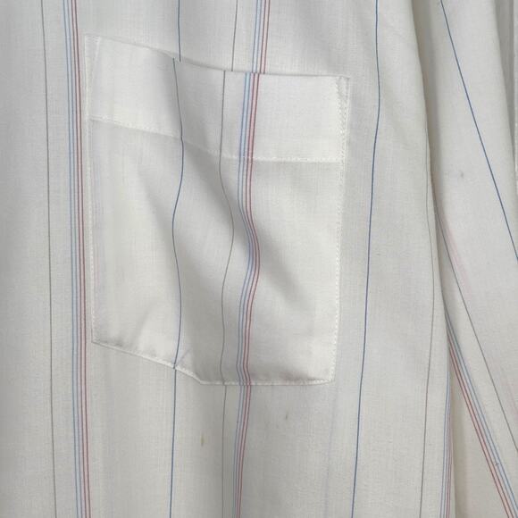 Arrow Kent 17.5 white striped button up shirt vintage made in Taiwan - Picture 3 of 4